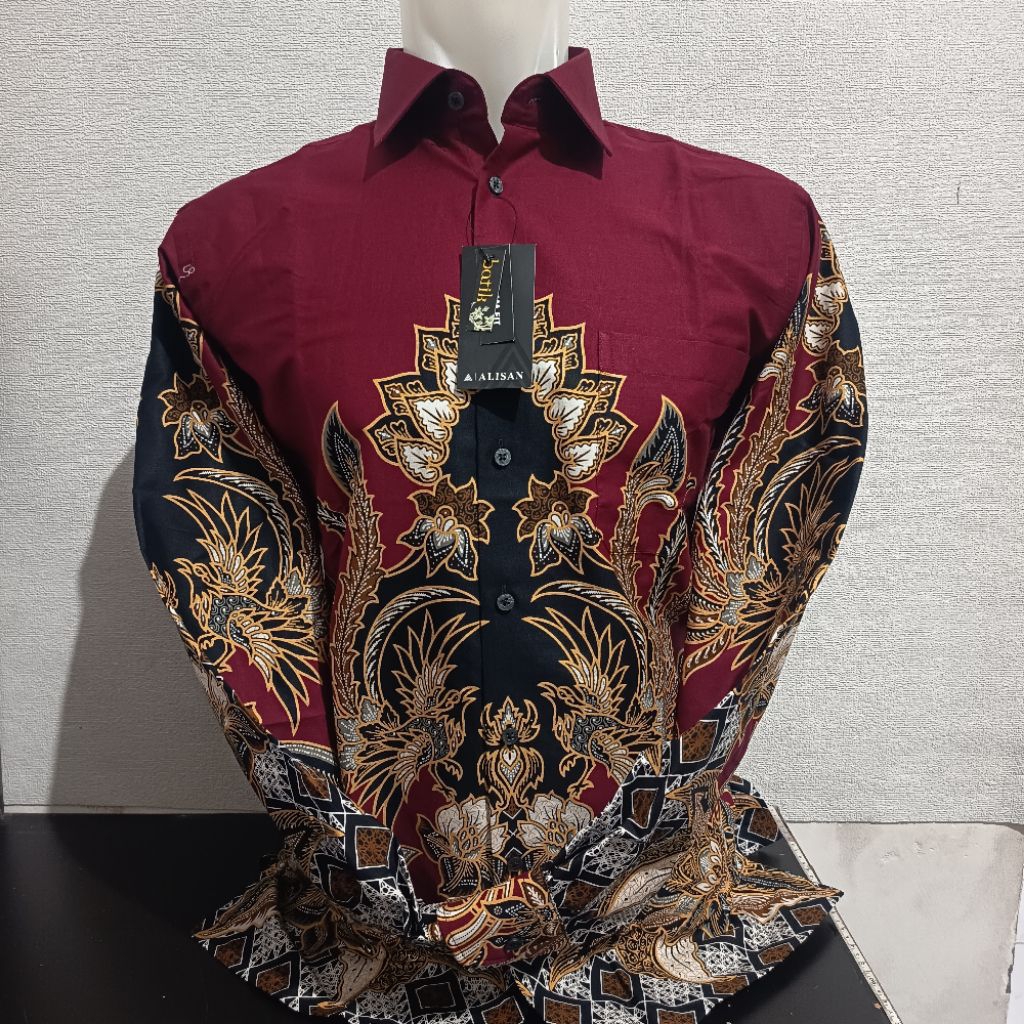 LENGAN PANJANG SLIMFIT ALISAN BATIK 10754 Dasar Merah/Hitam