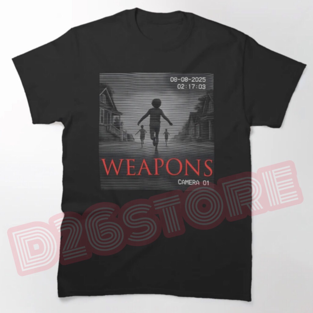 Kaos Weapons cctv footage kids running Film Horror Thriller Weapons Movie Tshirt custom unisex