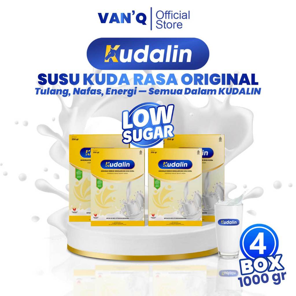 

Kudalin Susu Kuda Untuk Tulang dan Sendi Susu Bubuk 250 Gram Paket 4 Box