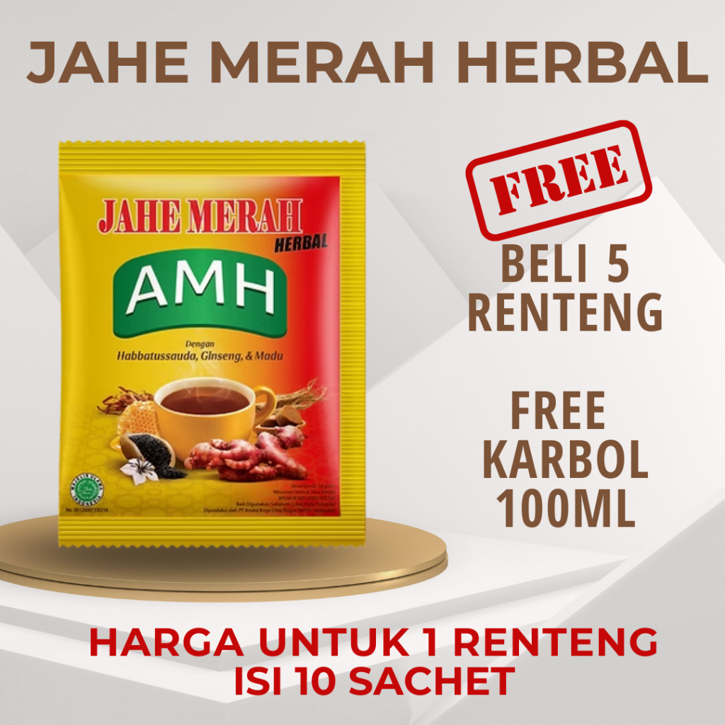 

[beli 5, free karbol] AMH Jahe merah Herbal renceng 10 Sachet