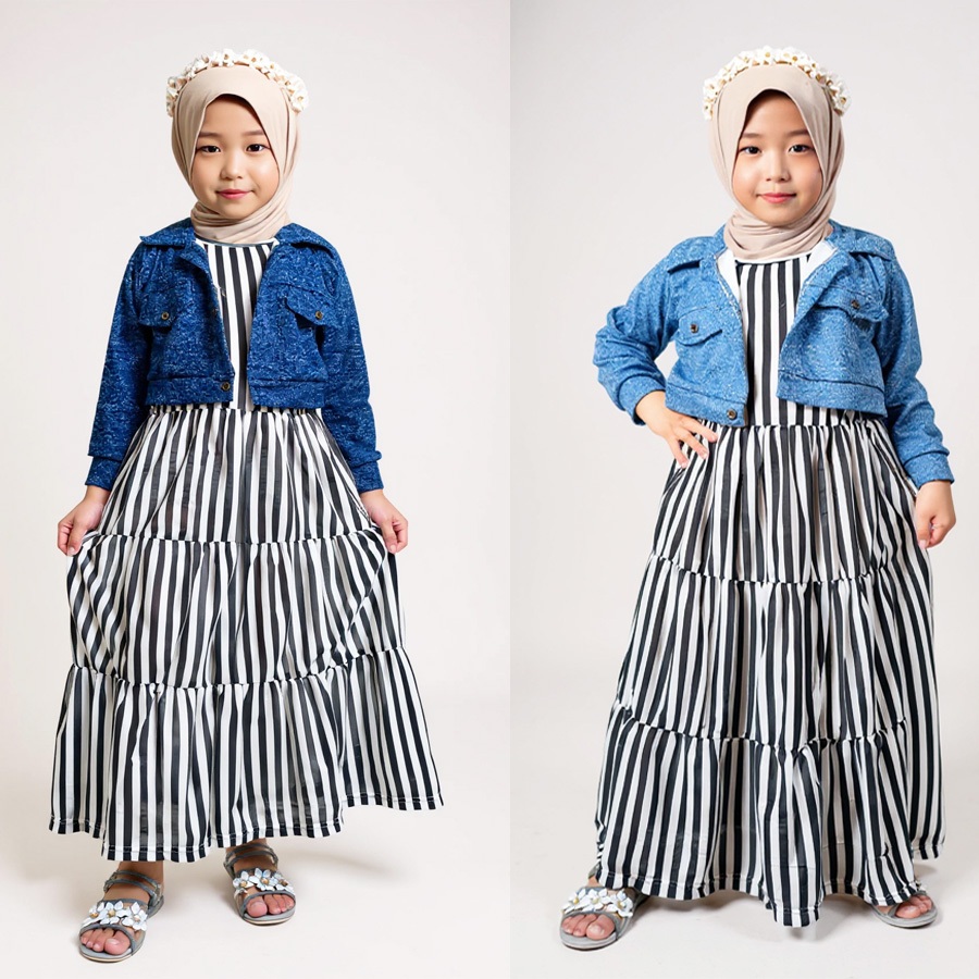 DRESS ANAK PEREMPUAN GAMIS VANILA SALUR ROMPI KIDS GL FASHION