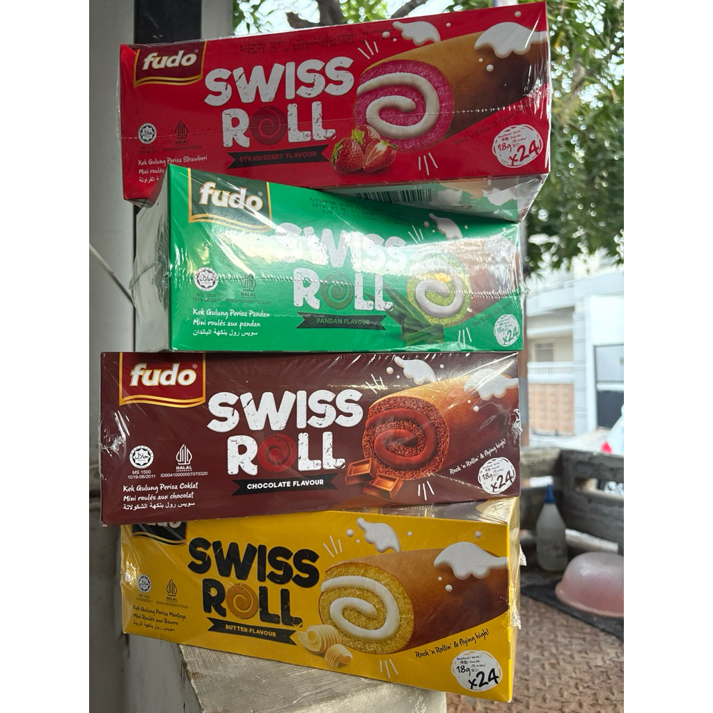

Swiss Roll Cake Strawberry/Pandan/Coklat/Butter isi 24pc