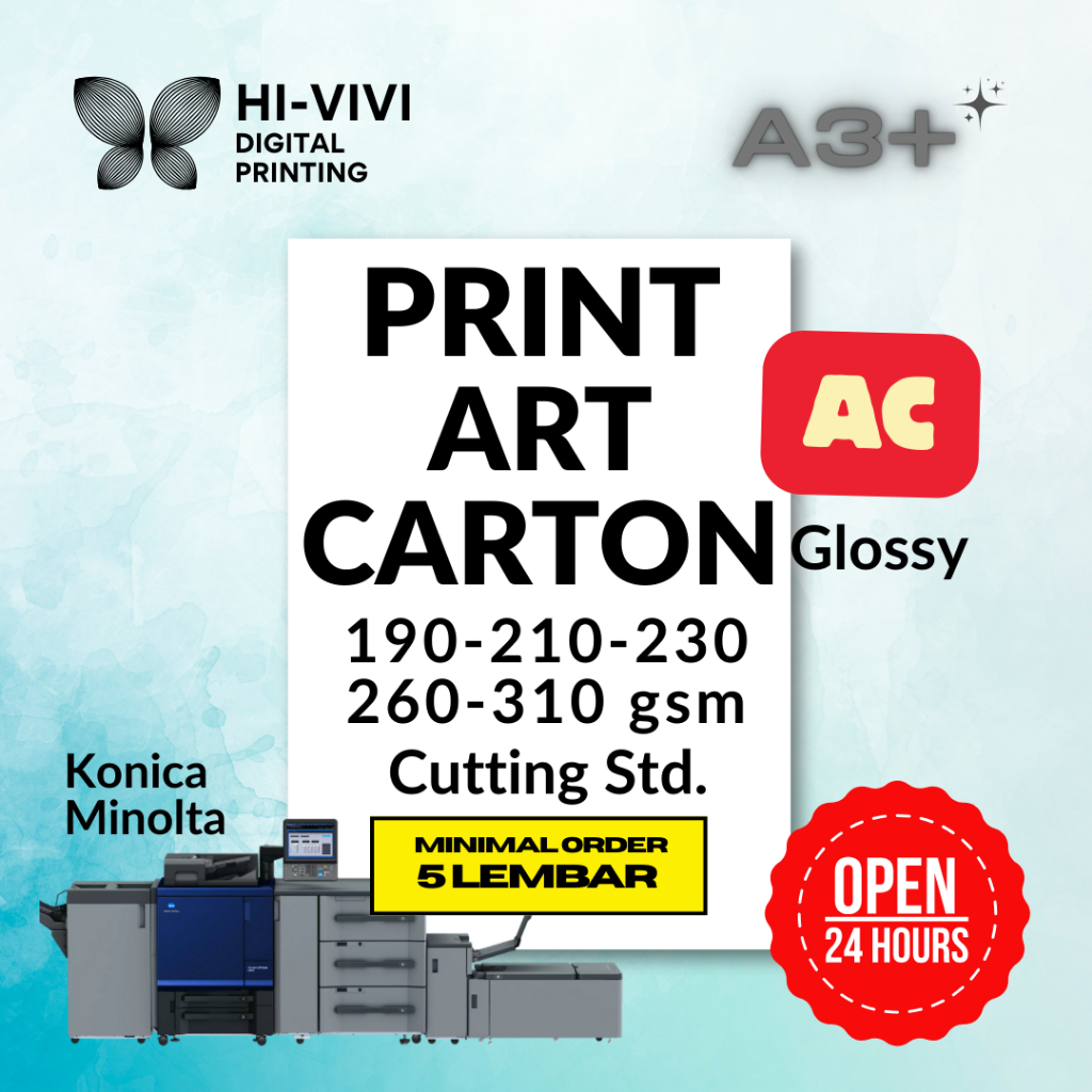 

Cetak - KERTAS TEBAL - Art Carton (AC) - 24 Jam - Highres - Min.10lb