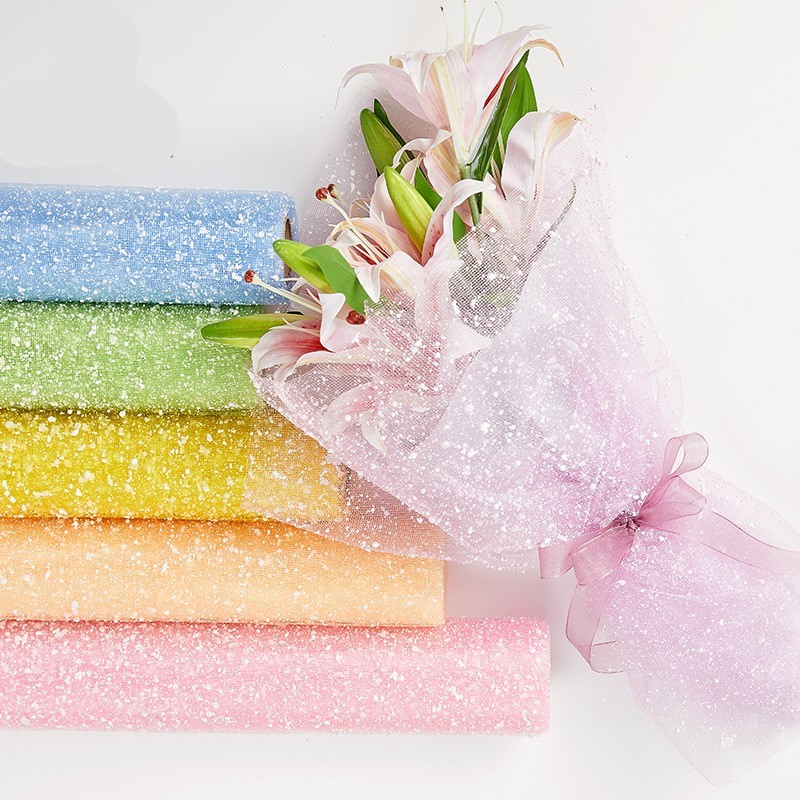 

1 ROLL Flower Wrapping Snowflake Polymesh Kain Tile salju Snow Mesh Flower Bouquet Paper R18