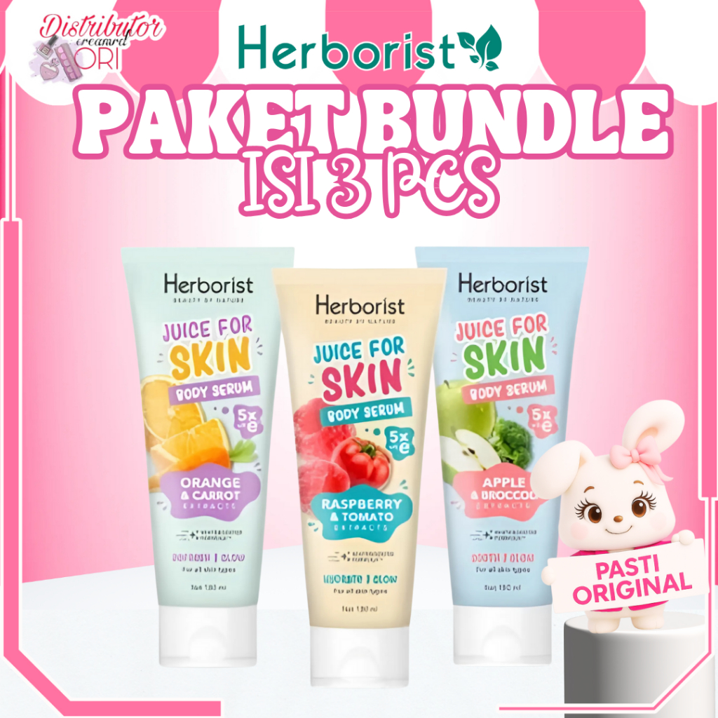 [PAKET ISI 3 PCS] Herborist Body Serum 180ML | PAKET MIX HERBORIST BODY SERUM RASPBERRY + ORANGE + A