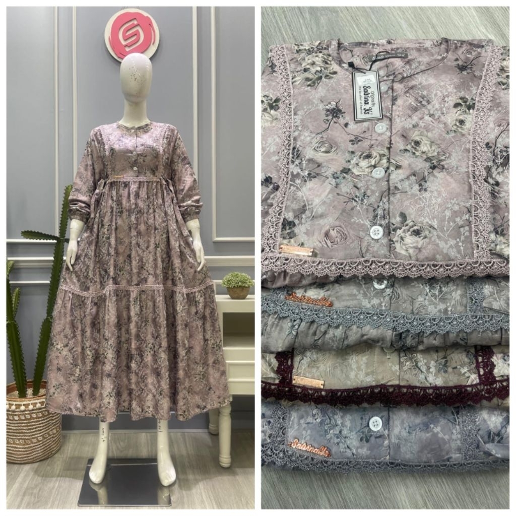 midi rayon motif bunga kombi renda by salvina ys