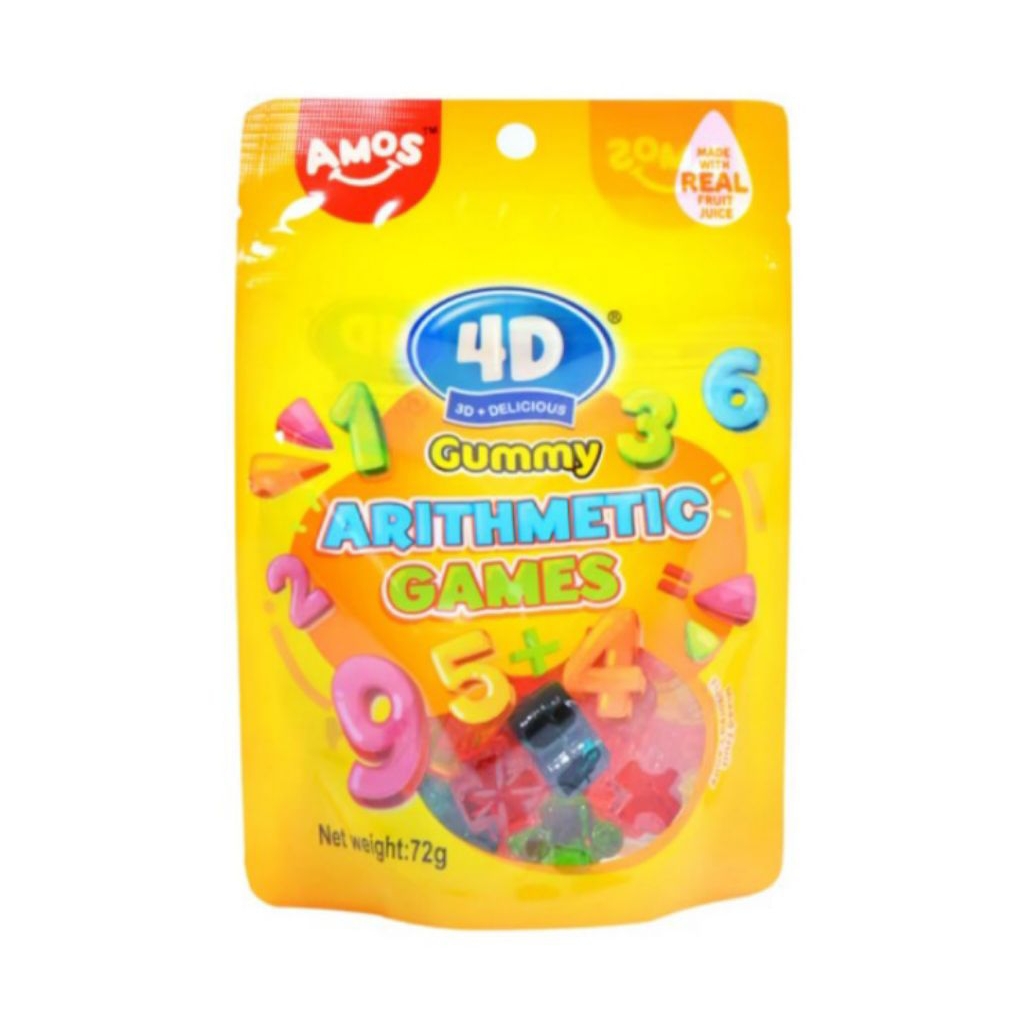 

Amos 4D Permen Jeli 3D Bentuk Arithmetic Games Rasa Buah 72 g
