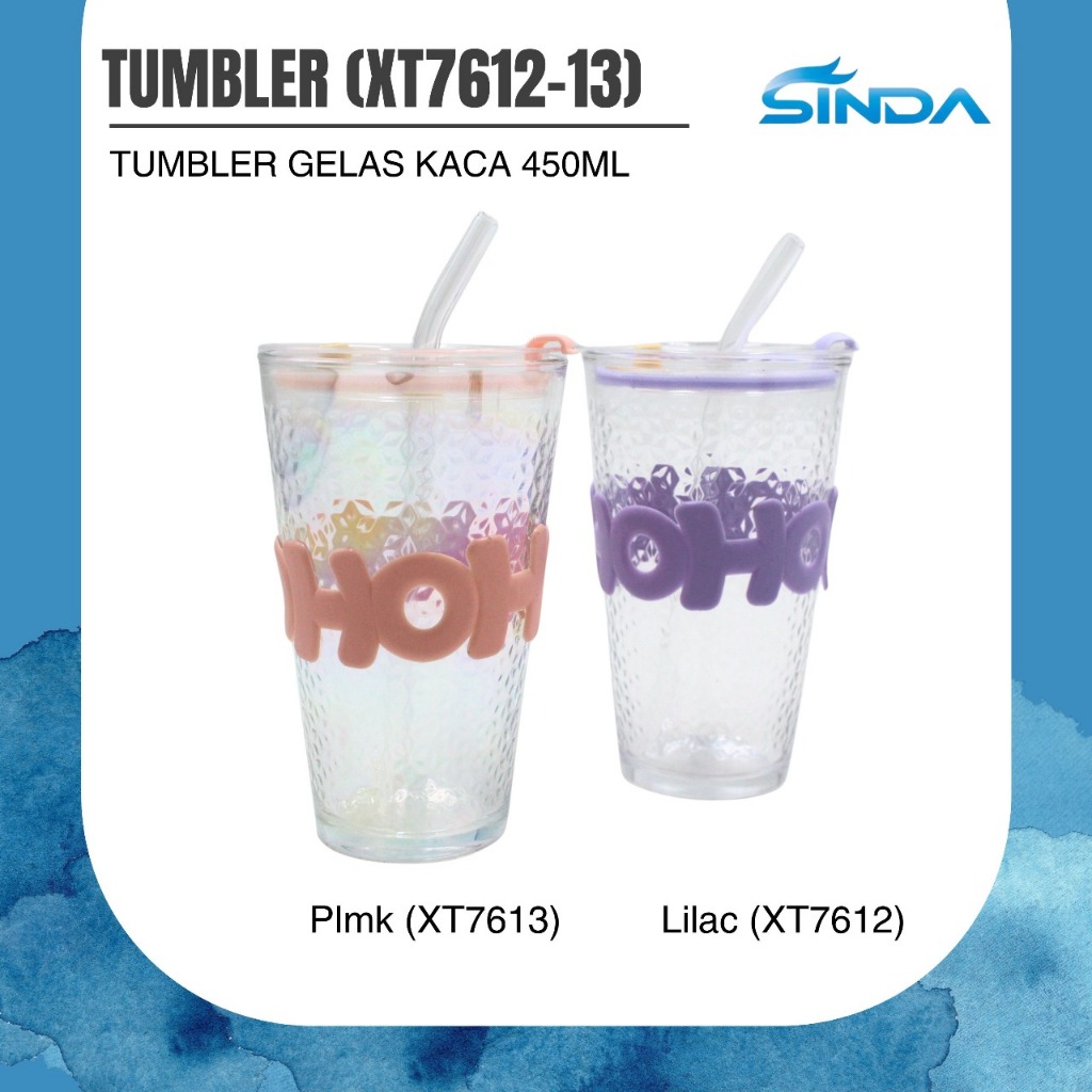 SINDA Tumbler Gelas Kaca 450ml Estetik