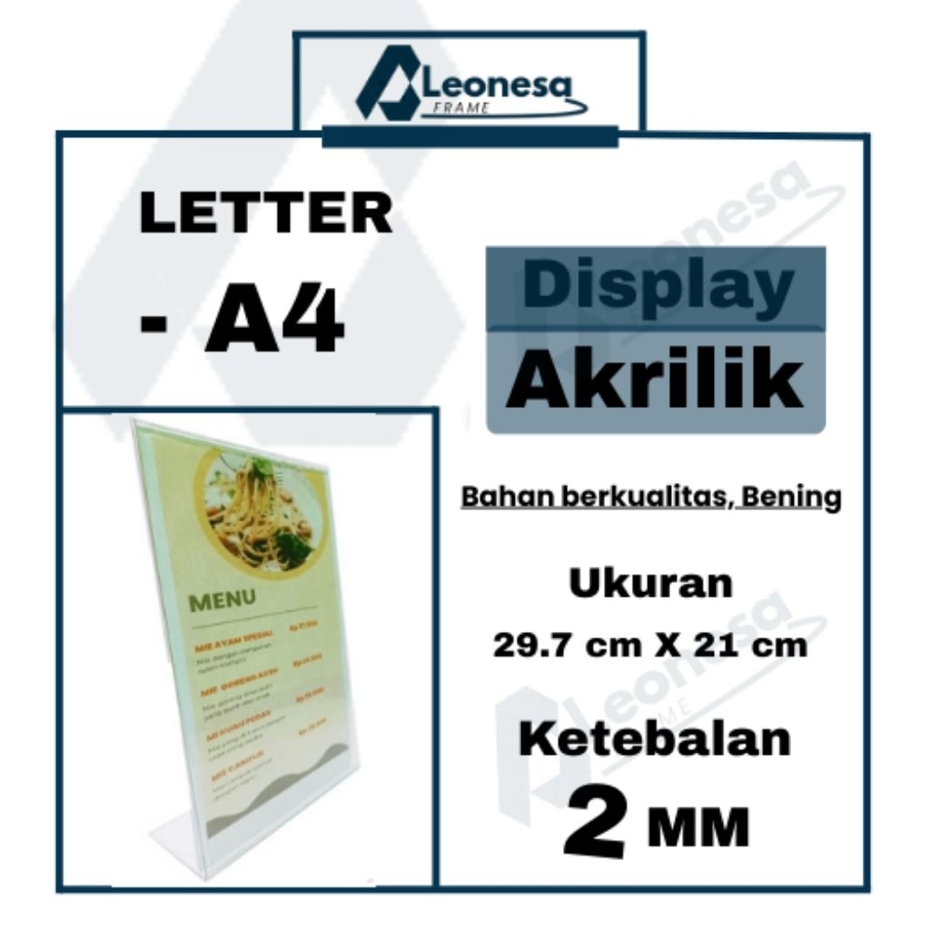 

Tempat Brosur Display Menu Akrilik Acrylic Menu Makan Qris Ukuran A4 LETTER L Tebal 2mm