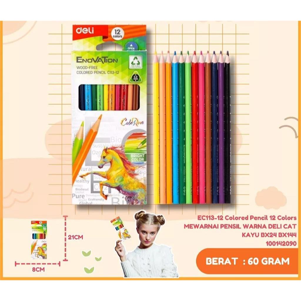 

Deli pensil warna panjang 1 set isi 12