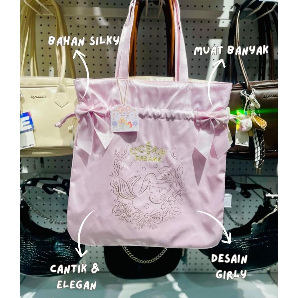 OhSome x Egradable - Tas / Tote Bag Serut / Disney Princess Ariel Back to School Bowknot Silk Should