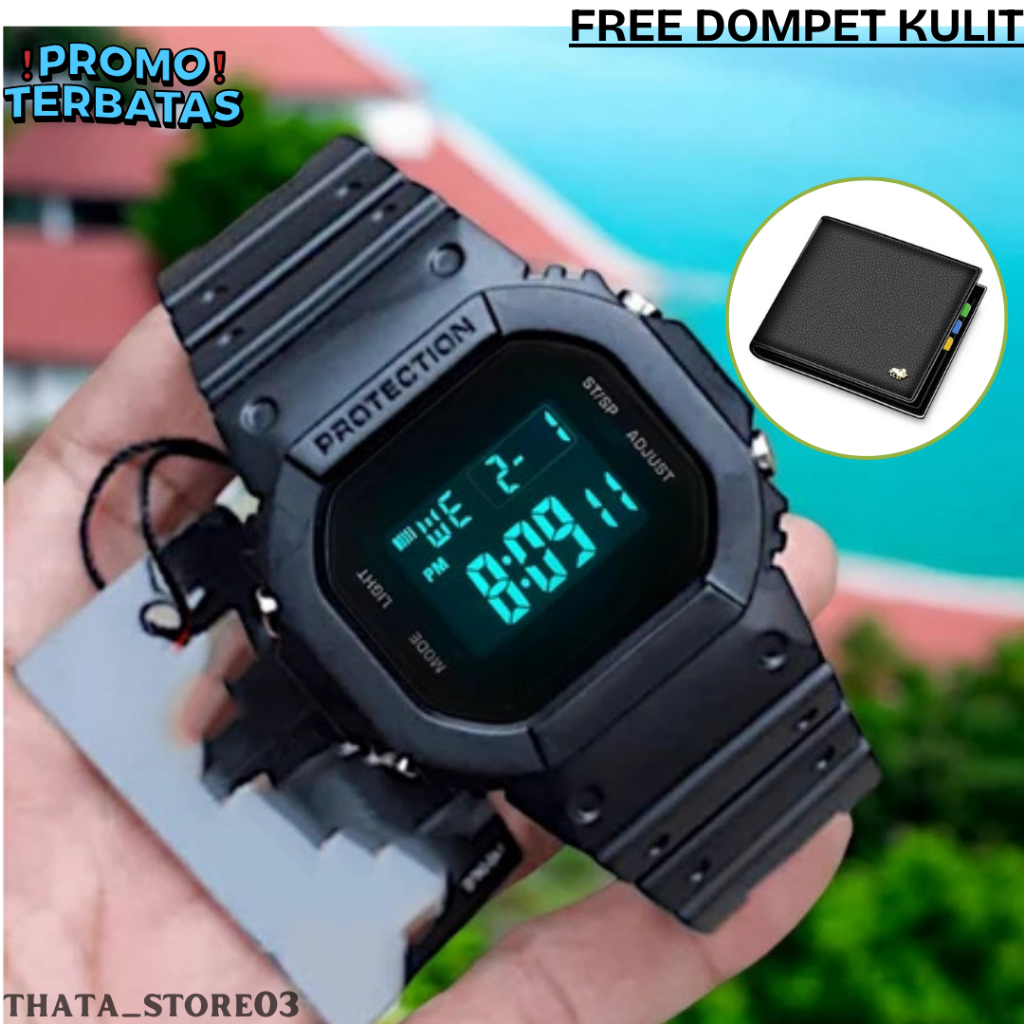 Termurah di Shopee-JAM TANGAN SPORT PRIA/JAM TANGAN MERAH DIGITAL GRATIS DOMPET KULIT BISA COD
