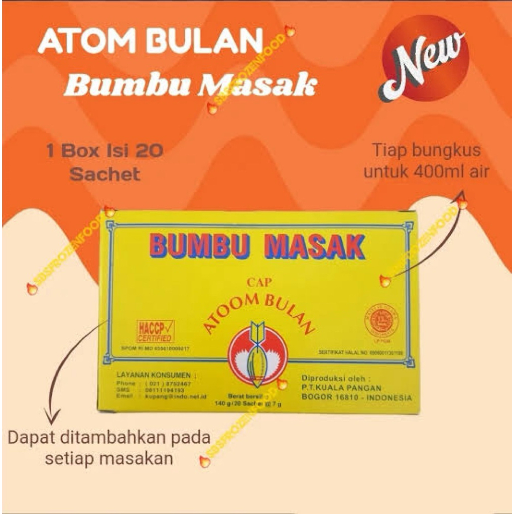 

BUMBU PENYEDAP RASA ATOM BULAN 1BOX ISI 20 Sachet
