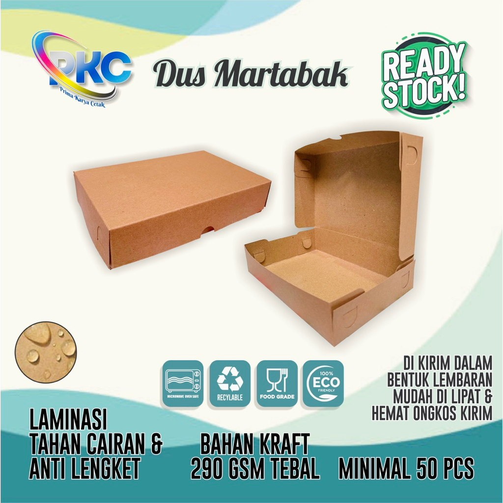 

Dus Box Kemasan Martabak Kotak Kue Makanan Eco Kraft 290 gsm