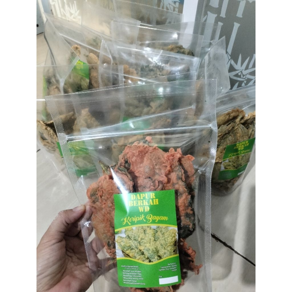 

keripik bayam pedas-cemilan sehat-125 gram