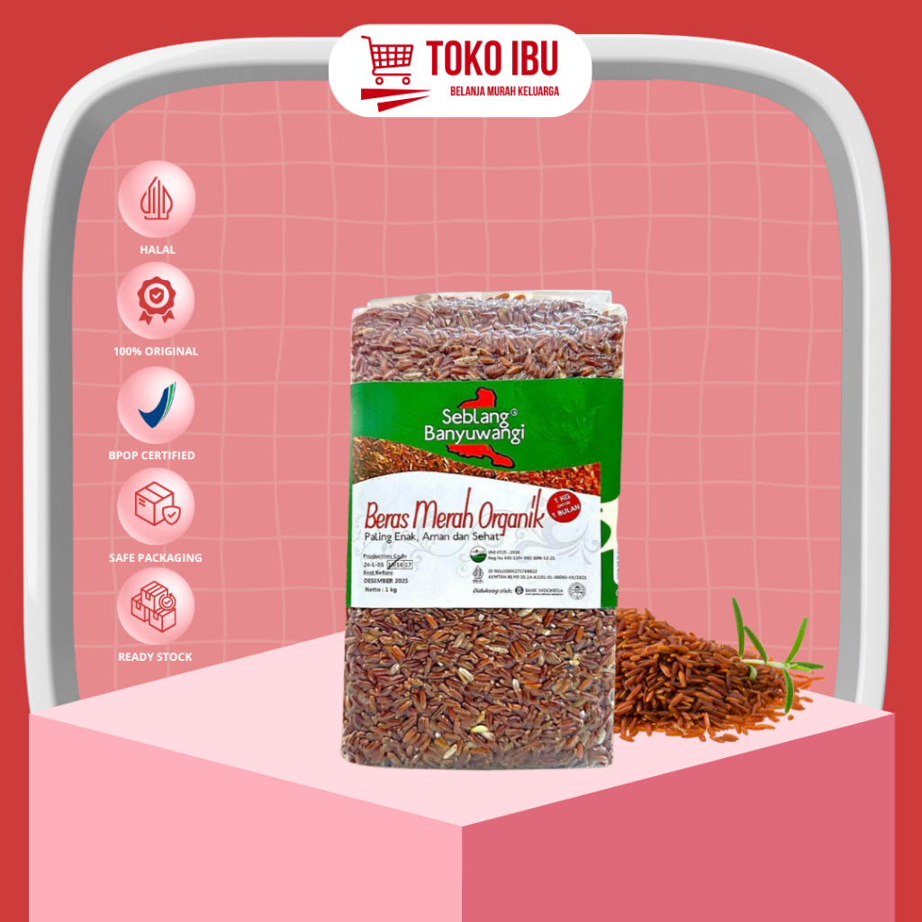 

Beras Merah Organik Seblang Banyuwangi 1kg / Beras Merah Organik