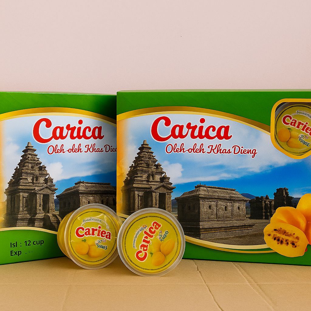 

manisan carica dieng isi 12 cup 120ml kemasan kardus - 100% gula murni - carica khas dieng wonosobo