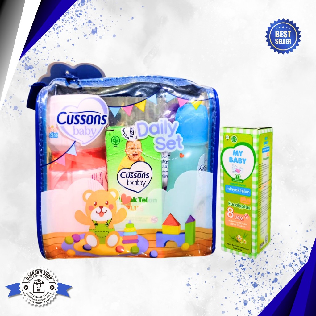 Cussons Baby Mini Bag Set,dan minyak Telon My Baby, Satu Paket Perawatan Bayi, Perlengkapan Mandi Ba