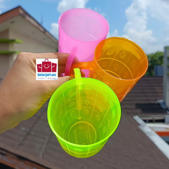 ( 6 pcs  ) Gelas Bir Plastik New 1115 Greenline | Gelas Es Plastik | Gelas Plastik Berkualitas || Ge
