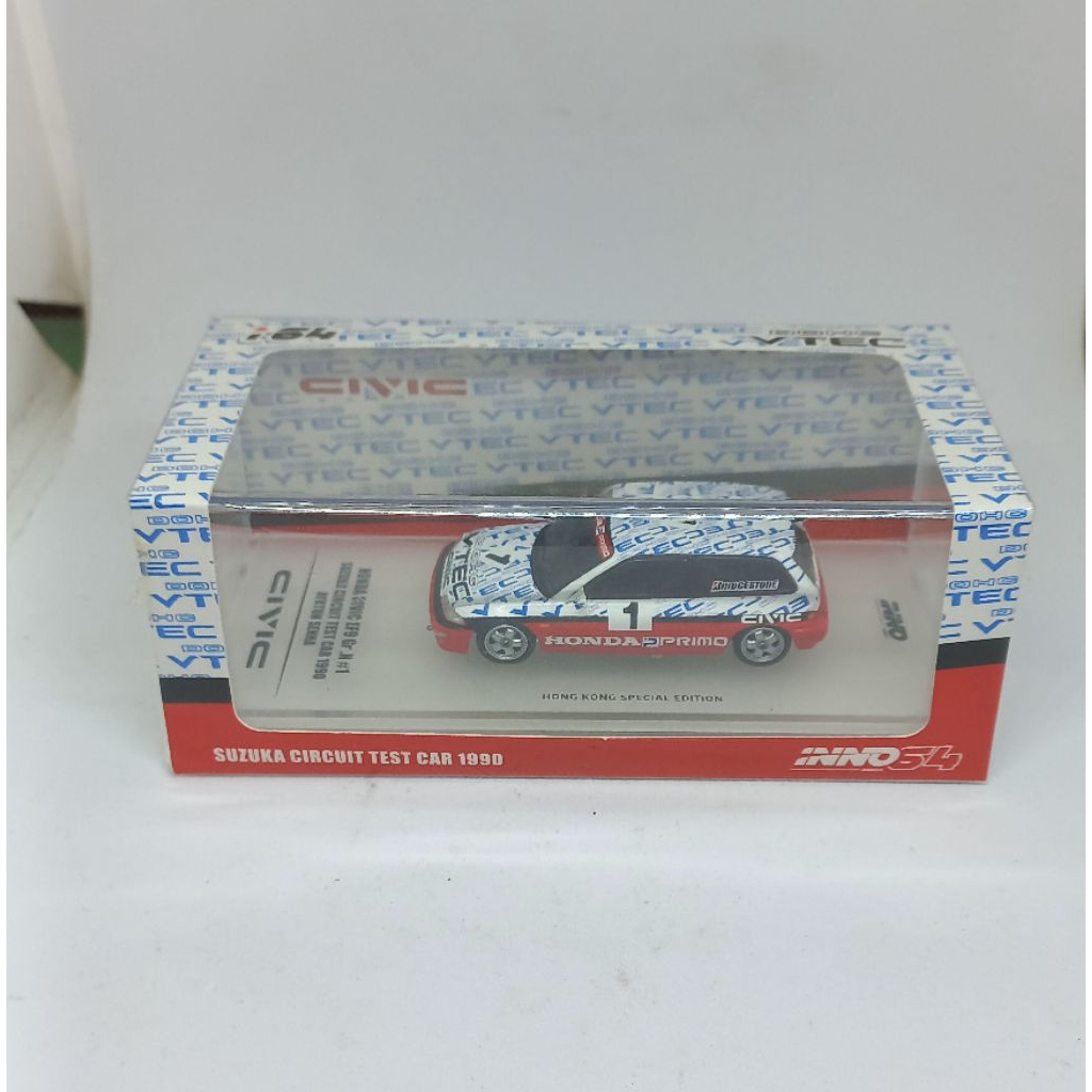 inno64 inno 64 honda civic ef9 gr.n#1 suzuka circuit test car 1990 ayrton senna diecast 1/64 (t)