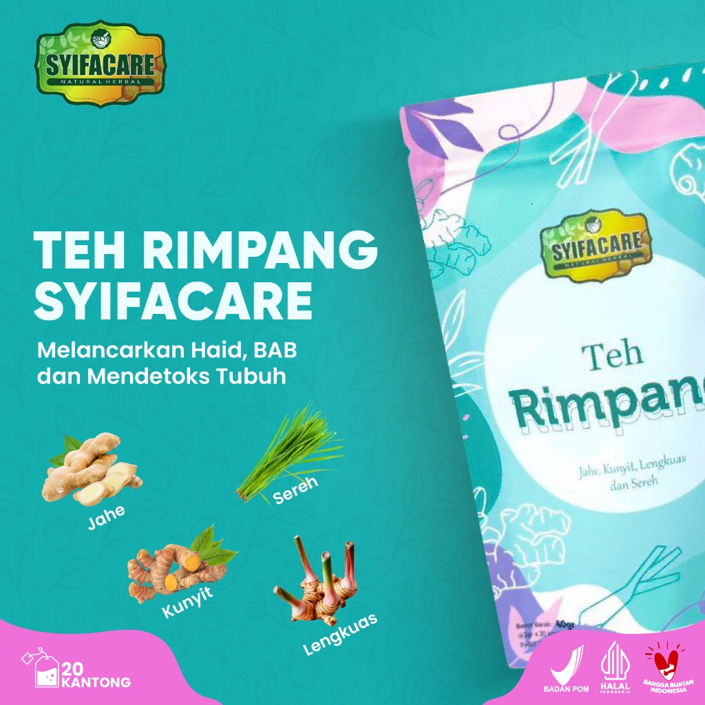 

Teh Celup Rimpang Syifacare Isi 20 Kantong Minuman Instan Herbal Rempah Jahe Kunyit Lengkuas Sereh