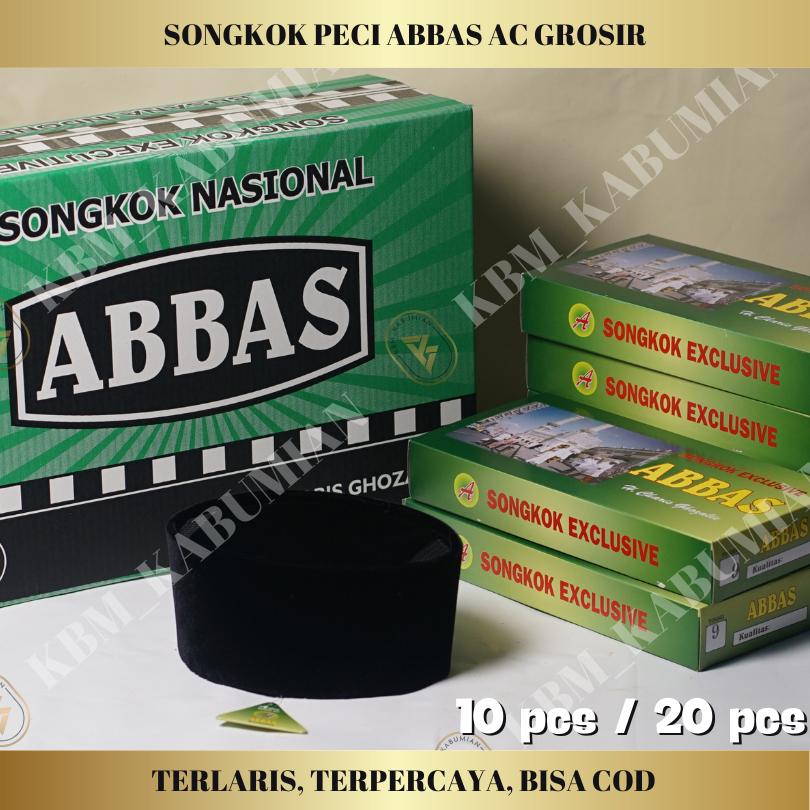 Peci Songkok Kopyah Grosir Peci ABBAS AC 10/20 Pcs Hitam