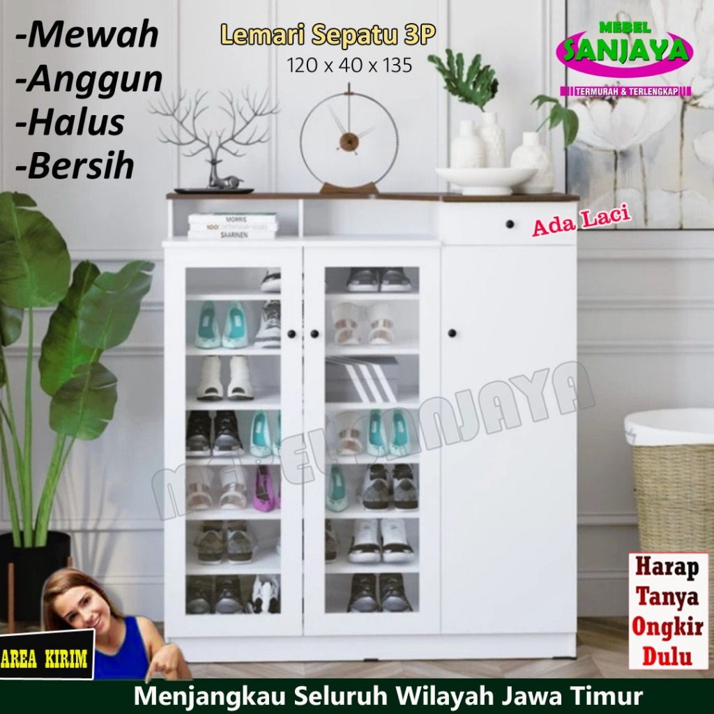 Rak Lemari Sepatu Glossy Serba Guna Tempat Helm Handbag Kunci Kontak Motor Mobil Hp Laptop