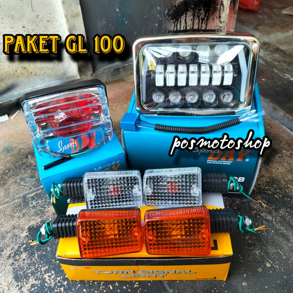 PAKET Daymaker GL100 Lampu Daymaker Kotak Set Batok GL MAX PRO HONDA WIN GL 100 16 Mata Led Kotak