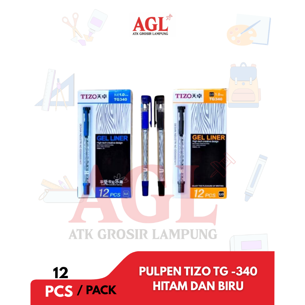 

TIZO - (12pcs) PULPEN/BALLINER TIZO TG 340 warna Hitam dan Biru - Grosir