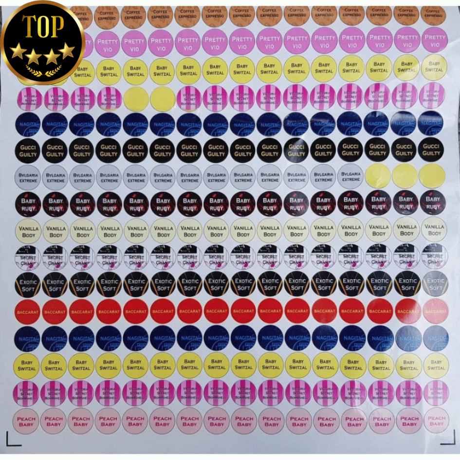

(MIN 15PCS) Sticker Bulat Botol Roll On 1 Lembar Isi 16pcs Anti Air Sudah Cutting