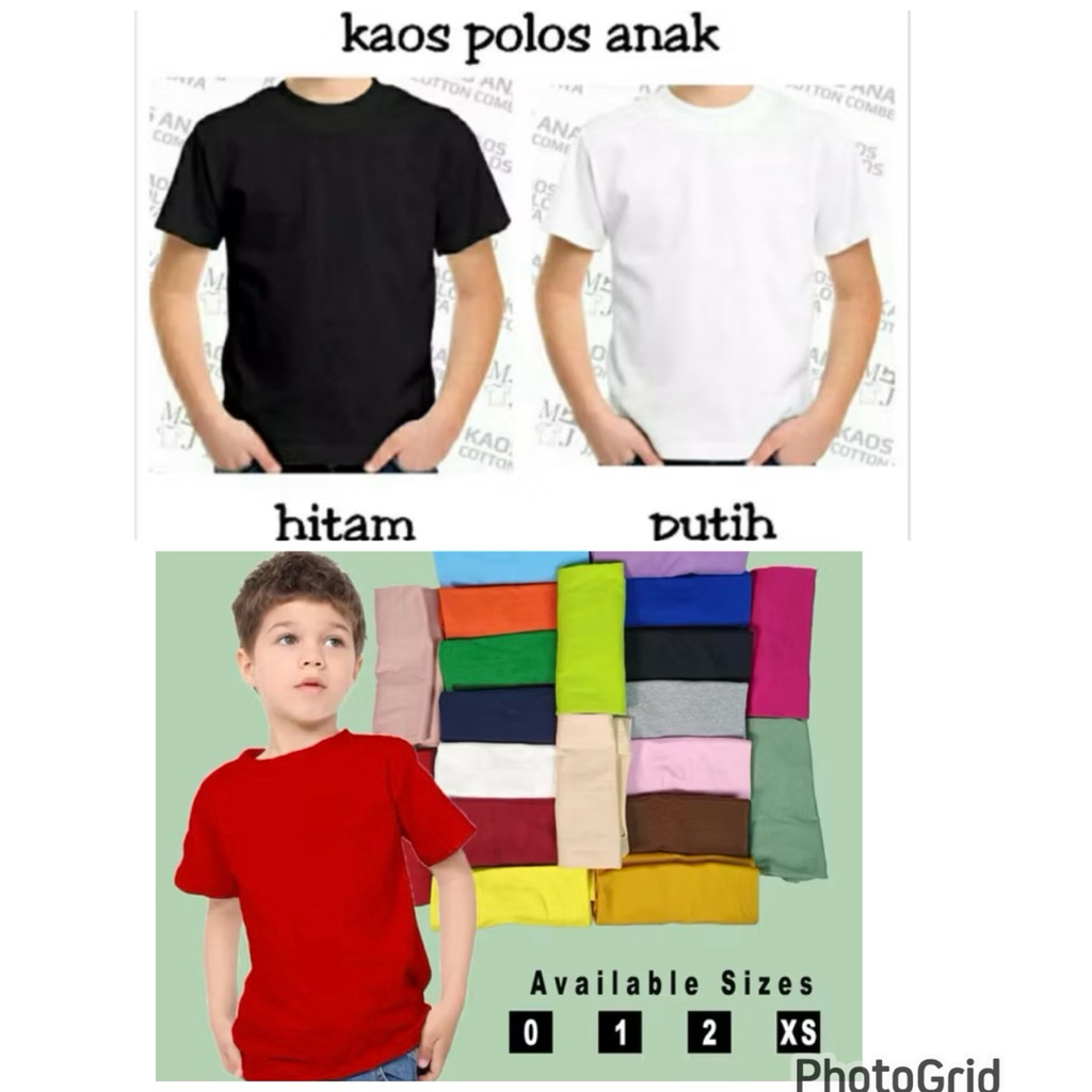 KAOS POLOS  ANAK / KAOS POLOS ANAK MERAH PUTIH HITAM / KAOS POLOS ANAK MURAH/KAOS POLOS ANAK HITAM /