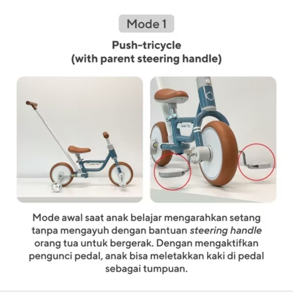 Mycoolcell London Taxi 5In1 Kids Bicycle - Sepeda Anak Roda Tiga/Sepeda Dorong Anak/Balance Bike