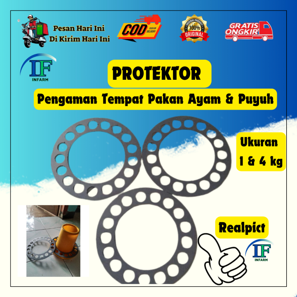 PROTEKTOR Pengaman Tempat Pakan Puyuh Dan Ayam BABY CHICK ukuran 1 & 4 Kilo