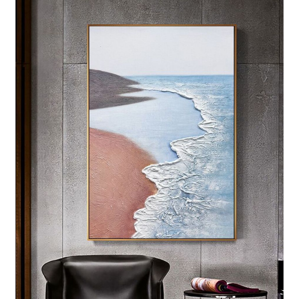 lukisan abstrak hitam putih bergelombang lukisan kanvas akrilik seni tangan hiasan rumah mewah anda