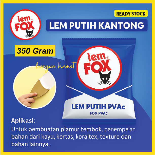 

Lem Fox Putih PVAC 350gr – Kantong Biru Lem Kayu & Kertas Kuat