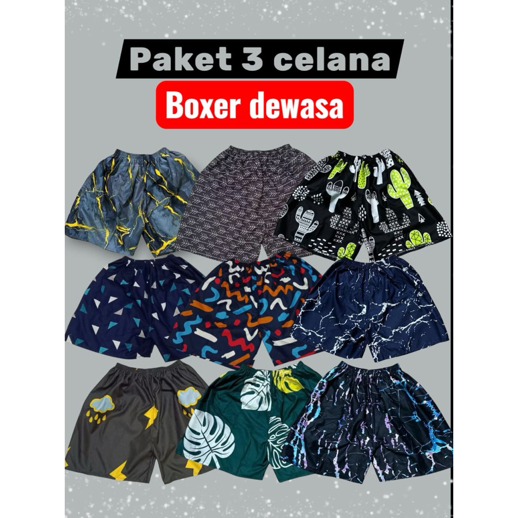 {COD} boxer 3pcs boxer dewasa dengan kantong celana