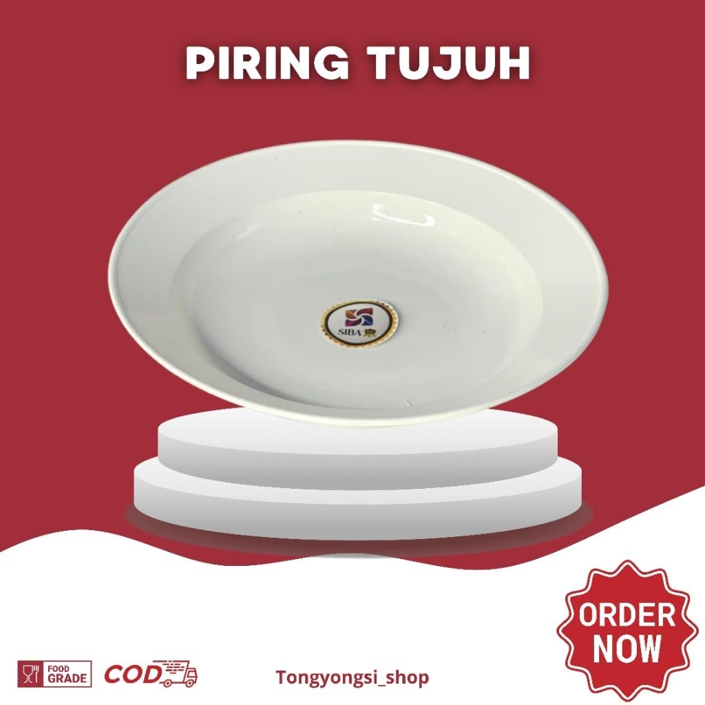 PIRING MAKAN PLASTIK TUJUH [1 LUSIN] FOOD GRADE WARNA PUTIH