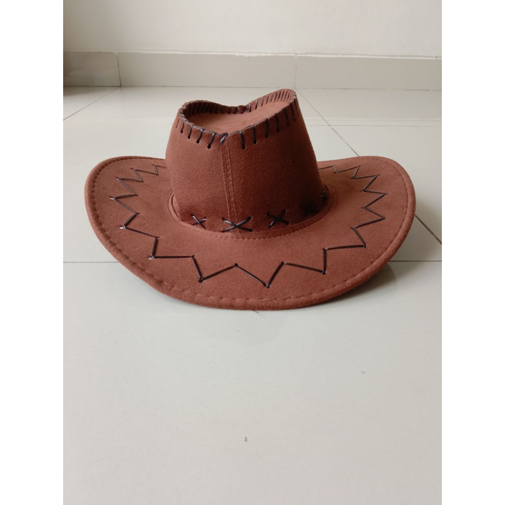 Preloved topi koboy dewasa brown cowboy hat cokelat accessories kepala cowok
