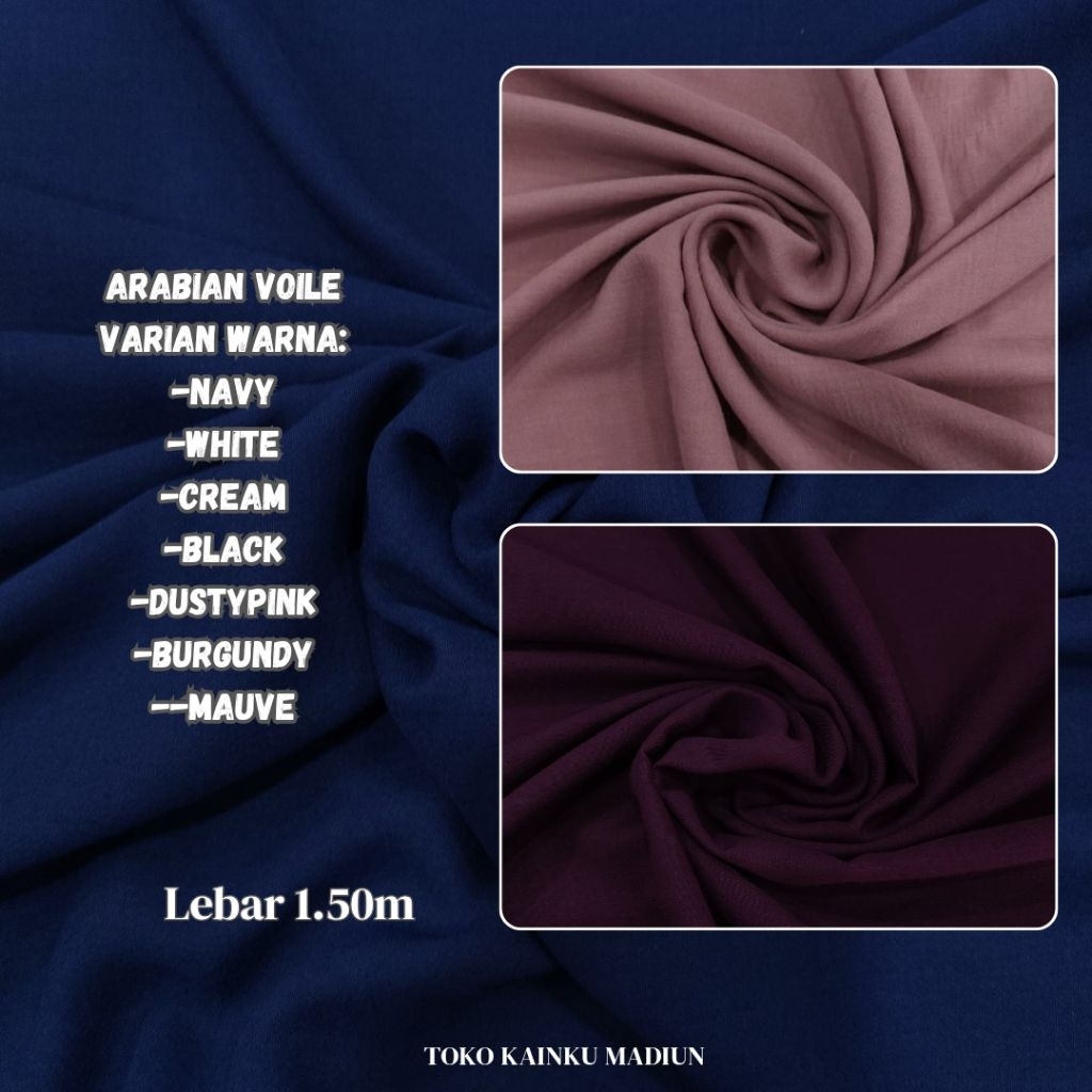 Arabian Voil/Arabian Voal/Kain Voal/Lebar 1.50//Bahan Furing, Hijab, KombinasiDll