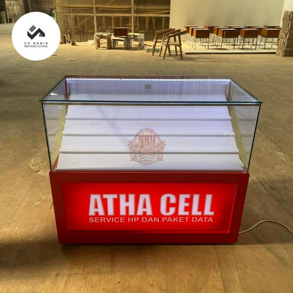 Etalase konter etalase jualan hp/paket data kaca
