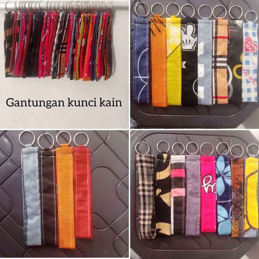 Grosir Gantungan kunci kain polos dan motif ganci tali keychain lanyard tangan tas souvenir kado