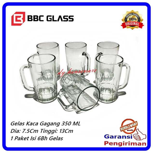 Gelas Gagang Gelas Kaca Gelas Bir Gagang Kaca BBC ( Harga 6Pcs Gelas )