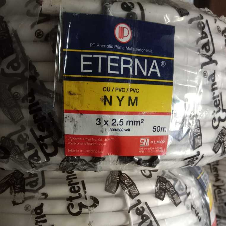 Kabel Eterna NYM 3 X 2,5 Panjang @50 Meter Kawat tembaga 100℅Original Eterna