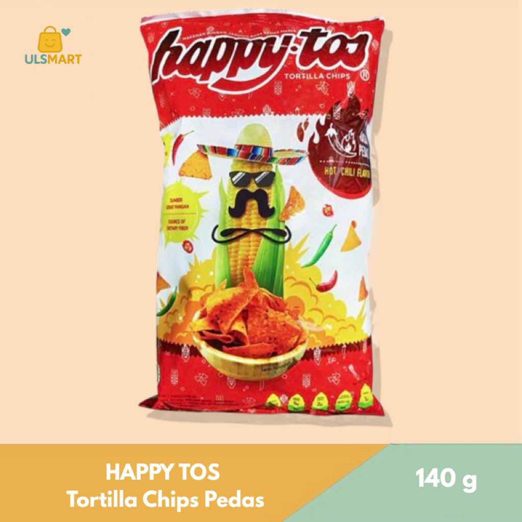 HAPPY TOS Tortilla Chips Pedas 140 g