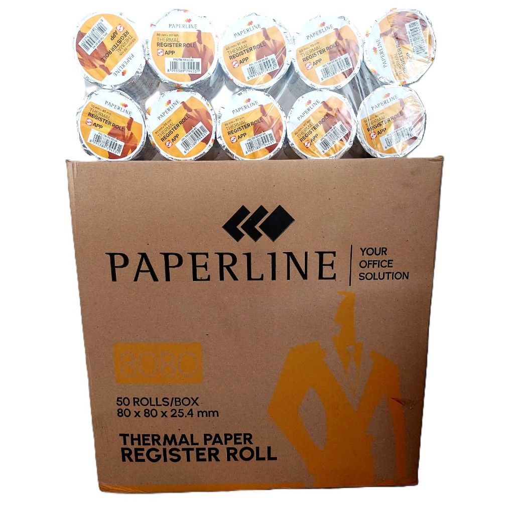 

1 karton 50rol Kertas Thermal Roll Kasir / Struk Kasir / Register Roll 80x80 mm Paperline