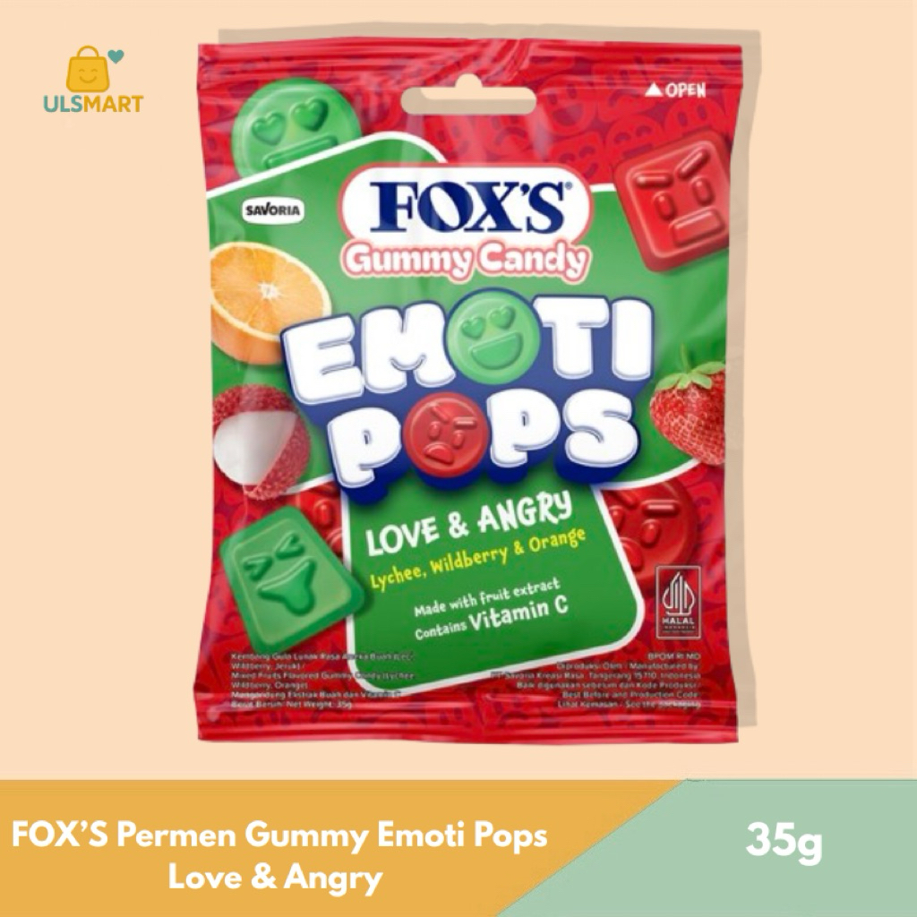 

FOX’S Permen Gummy Emoti Pops Love & Angry 35 g
