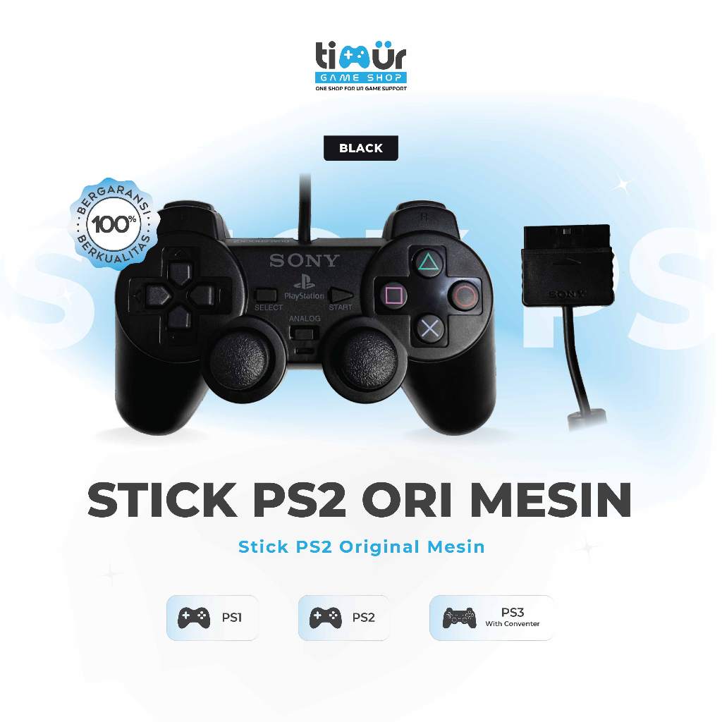Stik Stick PS2 Ori Original Mesin Warna Hitam Baru