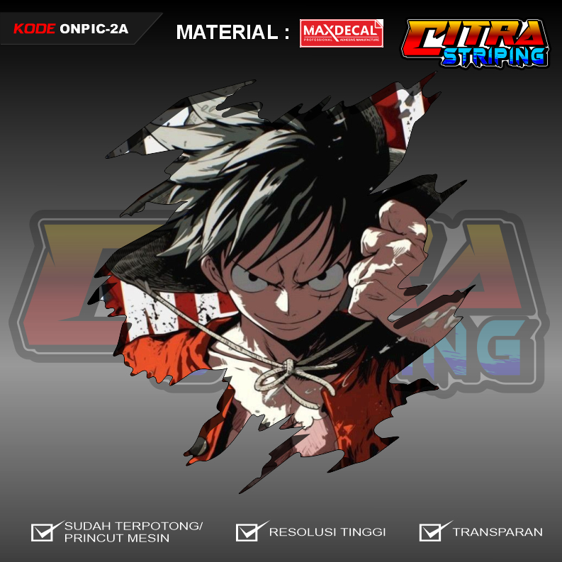 

Sticker Vynil ONE PIECE Stiker Sudah Printcut Siap Tempel TAHAN AIR KODE ONPIC-2