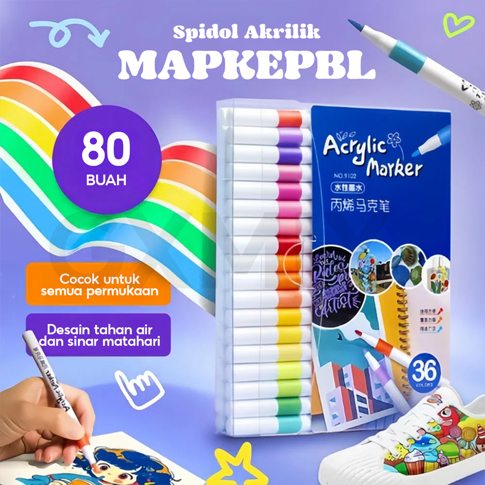 

[Penjual Lokal] Original Acrylic Marker Pen Children's DIY Painting Waterproof Quick-drying Stacking Brushes 36/48/60/80 Warnas SpidolAkrilik Acrylic Marker Set DlY Painting SpidolPastel Pulpen Pulpen Warna Tahan Air Dan Tahan Lama