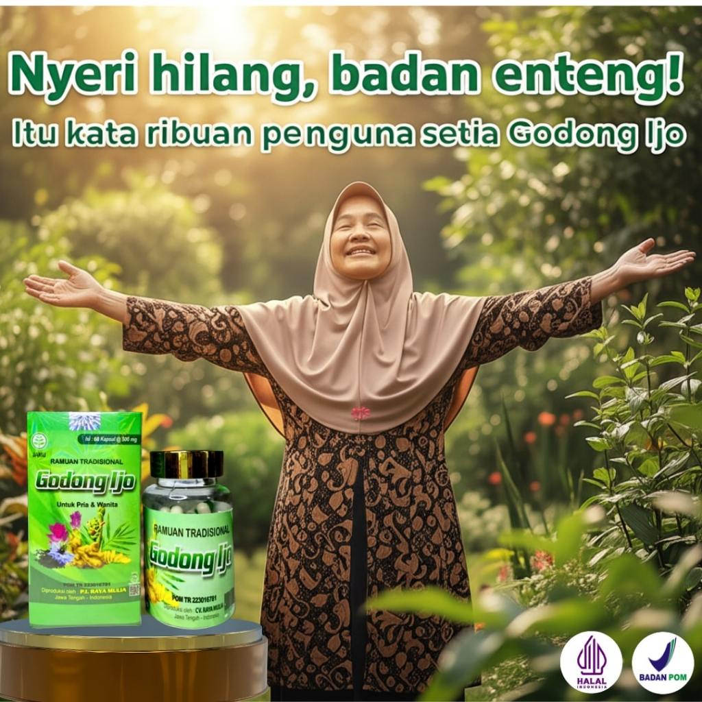 ORIGINAL Godong Ijo Kapsul Original BPOM Obat Syaraf Kejepit Herbal Asam Urat Nyeri Sendi Pegal